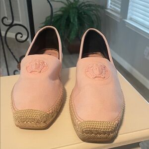 Versace Pink Canvas Espadrille Loafers